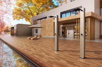 IMEX Doccia solare da piscina in acciaio S316 color beige con serbatoio in alluminio da 39 litri e diffusore anticalcare modello Alaska