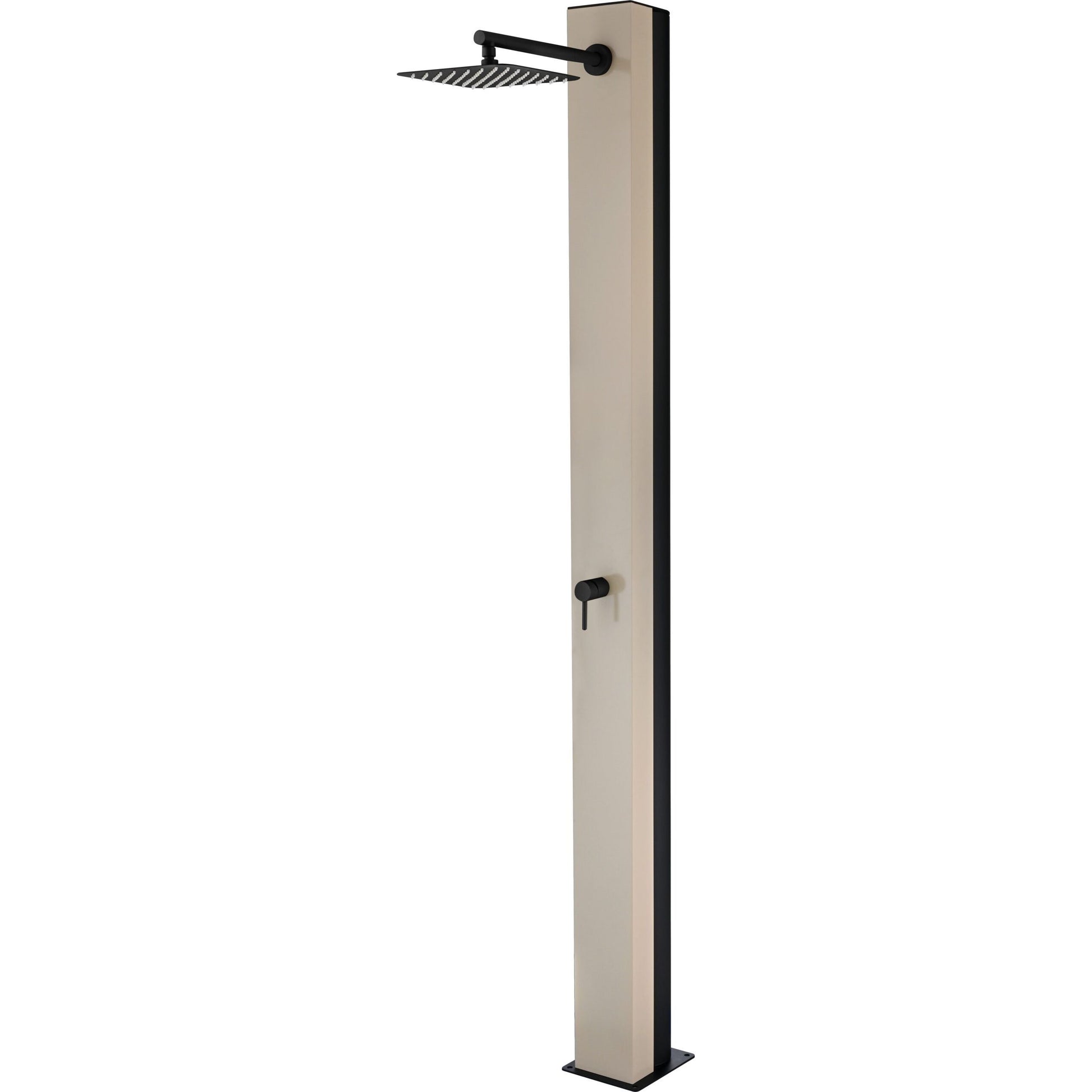 IMEX Doccia solare da piscina in acciaio S316 color beige con serbatoio in alluminio da 39 litri e diffusore anticalcare modello Alaska