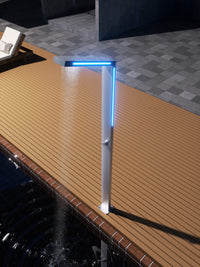 IMEX Doccia da piscina in acciaio 316 con luce SENSE rubinetto monoforo a 2 vie diffusore anticalcare ideale per esterno modello IMEX-GPS016-AC