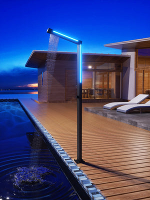 IMEX Doccia per piscine in acciaio 316 nera con illuminazione a LED e sistema anticalcare SENSE