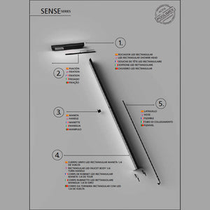 IMEX Doccia per piscine in acciaio 316 nera con illuminazione a LED e sistema anticalcare SENSE