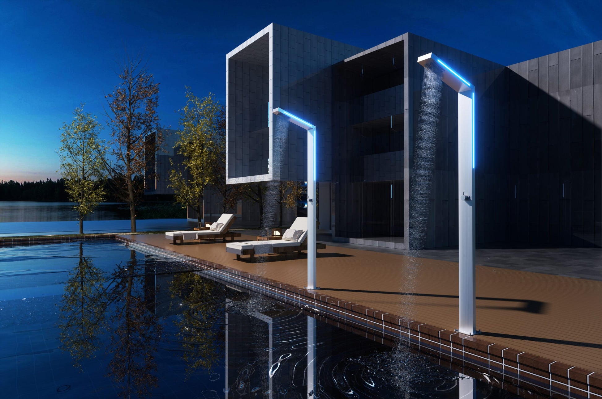 IMEX Doccia per piscine in acciaio 316 nera con illuminazione a LED e sistema anticalcare SENSE