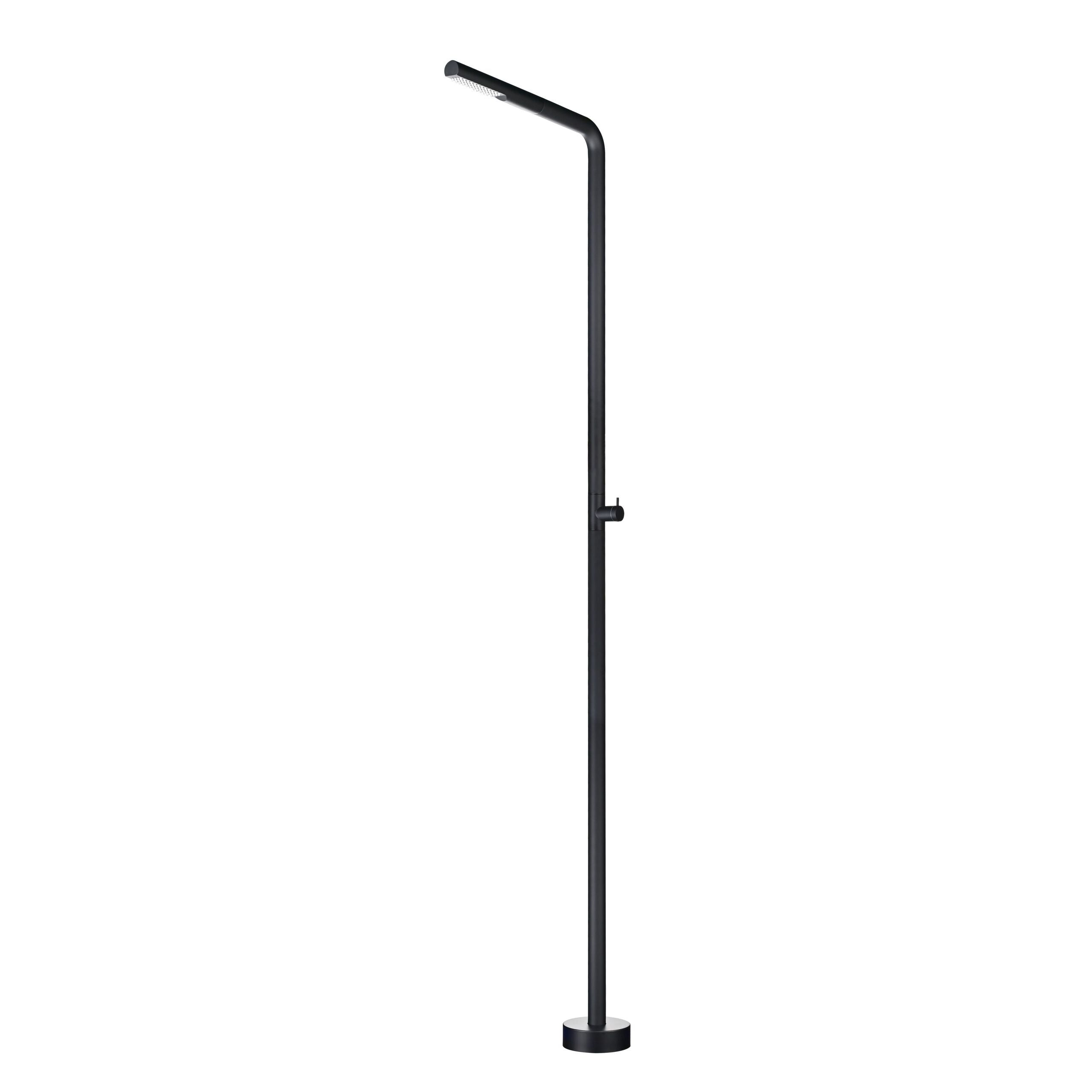 IMEX Doccia in acciaio inox 316 nera per piscina con diffusore anticalcare e rubinetto monoforo TEXAS