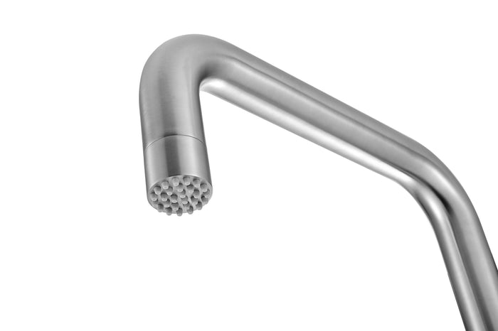 IMEX Doccia Piscina in Acciaio 316 Diffusore Anticalcare Ø50mm Rubinetto Monoforo Base Decorativa Ø160mm - Modello UTAH