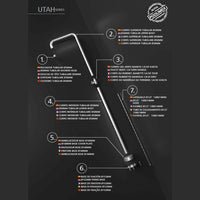 IMEX Doccia Piscina in Acciaio 316 Diffusore Anticalcare Ø50mm Rubinetto Monoforo Base Decorativa Ø160mm - Modello UTAH
