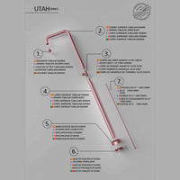 IMEX Doccia piscina in acciaio 316 rosa con diffusore anticalcare Ø50 mm e rubinetto monoforo modello UTAH