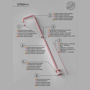 IMEX Doccia piscina in acciaio 316 rosa con diffusore anticalcare Ø50 mm e rubinetto monoforo modello UTAH