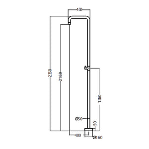IMEX Doccia piscina in acciaio 316 rosa con diffusore anticalcare Ø50 mm e rubinetto monoforo modello UTAH