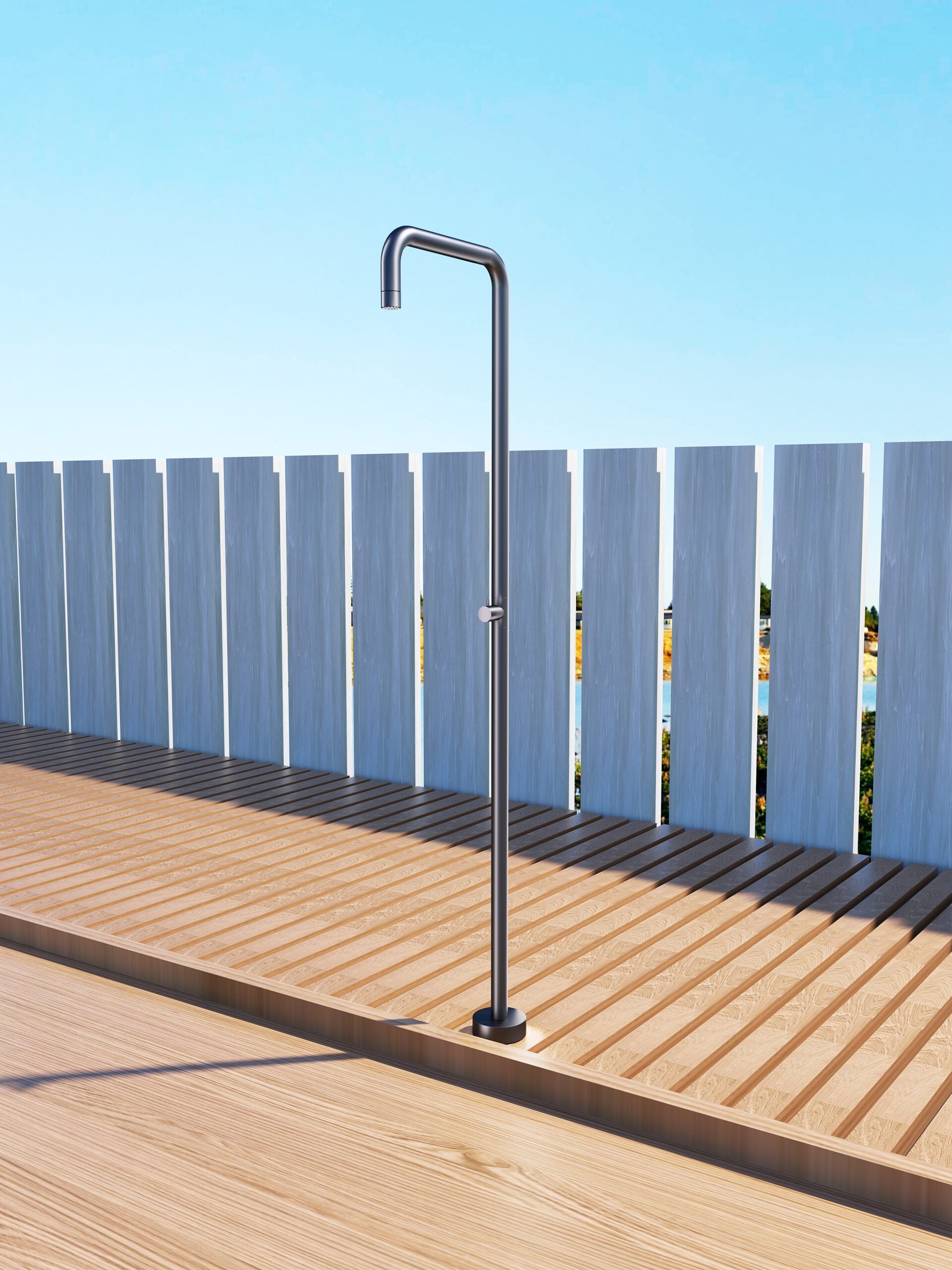 IMEX Doccia piscina in acciaio S316 grigio cobalto con diffusore anticalcare e rubinetto monoforo modello UTAH