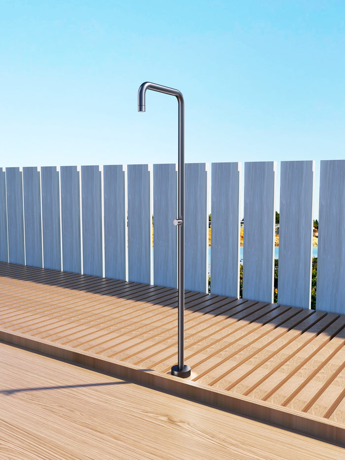 IMEX Doccia piscina in acciaio S316 grigio cobalto con diffusore anticalcare e rubinetto monoforo modello UTAH