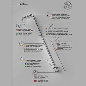 IMEX Doccia piscina in acciaio S316 grigio cobalto con diffusore anticalcare e rubinetto monoforo modello UTAH