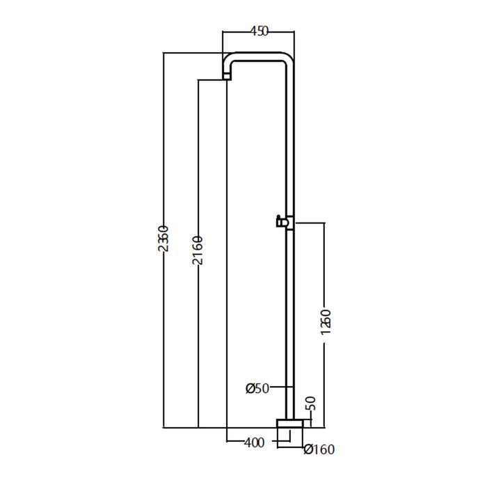 IMEX Doccia piscina beige in acciaio 316 con diffusore anticalcare e rubinetto monoforo modello UTAH