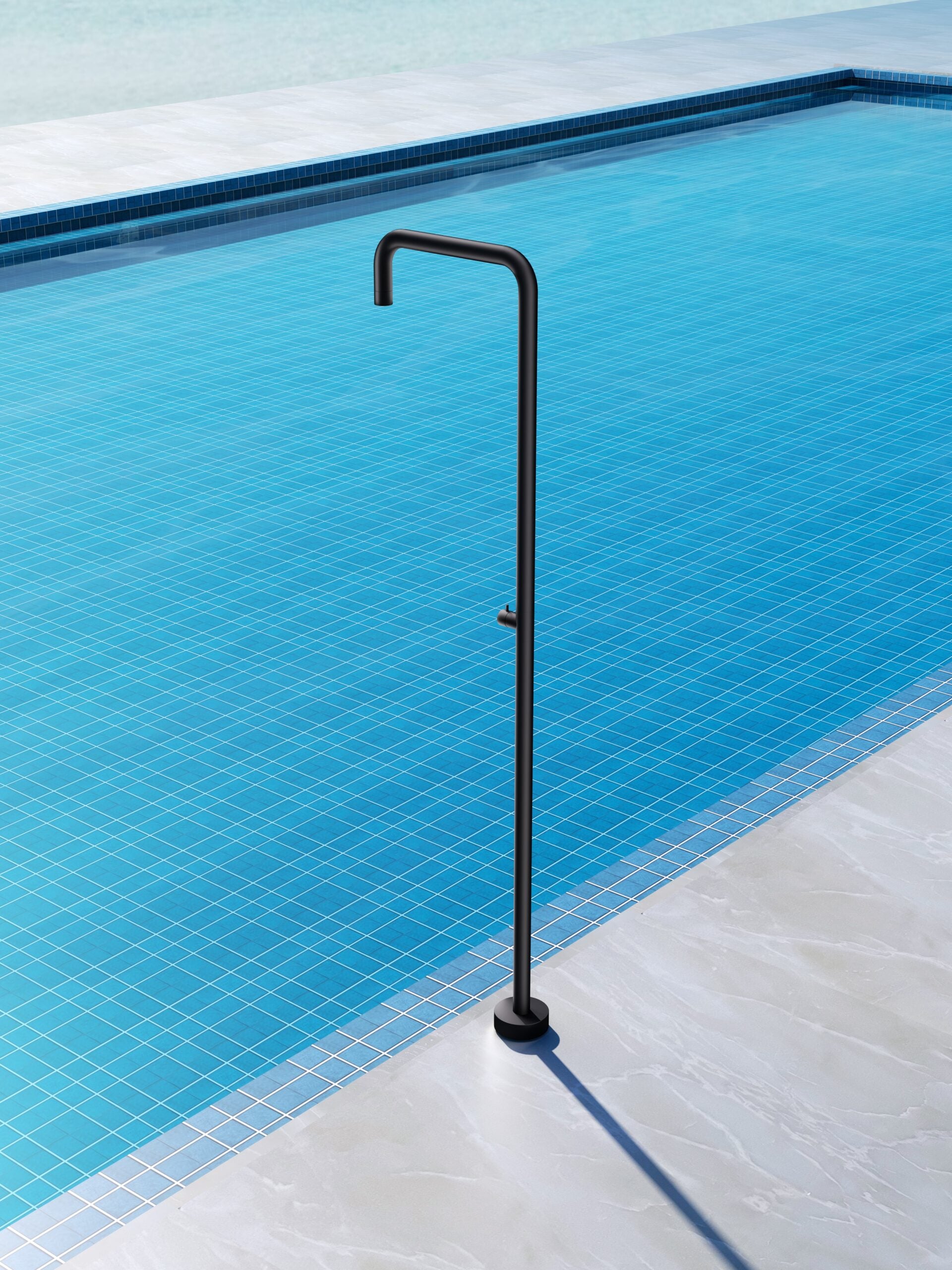 IMEX Doccia Piscina in Acciaio Inossidabile 316 Finitura Nero Opaco Spessore Barra Ø 50mm e Diffusore Anticalcare Ø 50mm Modello NIAGARA