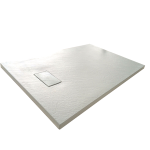 Piatto Doccia In SMC Vetroresina Effetto Pietra H 2,6 Cm Con Piletta Di Scarico Inclusa 90-120 Bianco