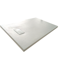 Piatto Doccia In SMC Vetroresina Effetto Pietra H 2,6 Cm Con Piletta Di Scarico Inclusa 80-80 Bianco