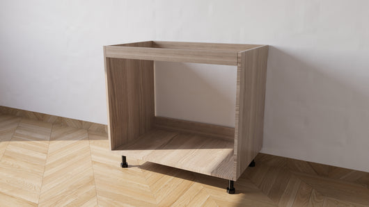 Base per lavello d’appoggio spedizione in kit Lunghezza 90 Profondità 55 Altezza 72 esclusi piedini Altezza piedini 10 cm in colore olmo