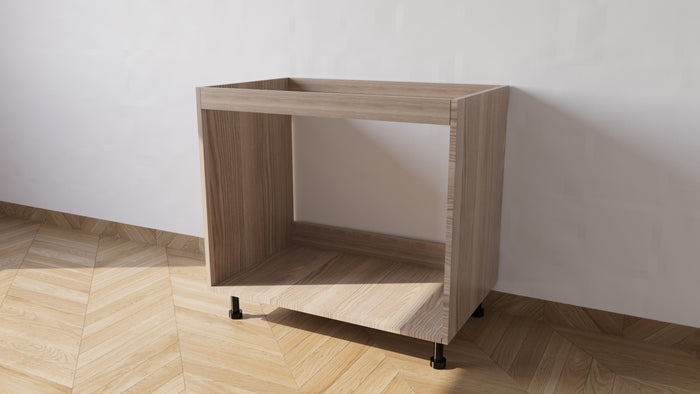 Base per lavello d’appoggio spedizione in kit Lunghezza 90 Profondità 55 Altezza 72 esclusi piedini Altezza piedini 10 cm in colore olmo