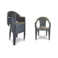 Sedia da giardino set 6 sedie in plastica effetto rattan con braccioli e impilabili colore bianco Tomaino