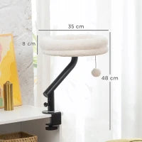 Letto da Scrivania Girevole per Gatti, Imbottito e Lavabile, con Altezza Regolabile, Crema