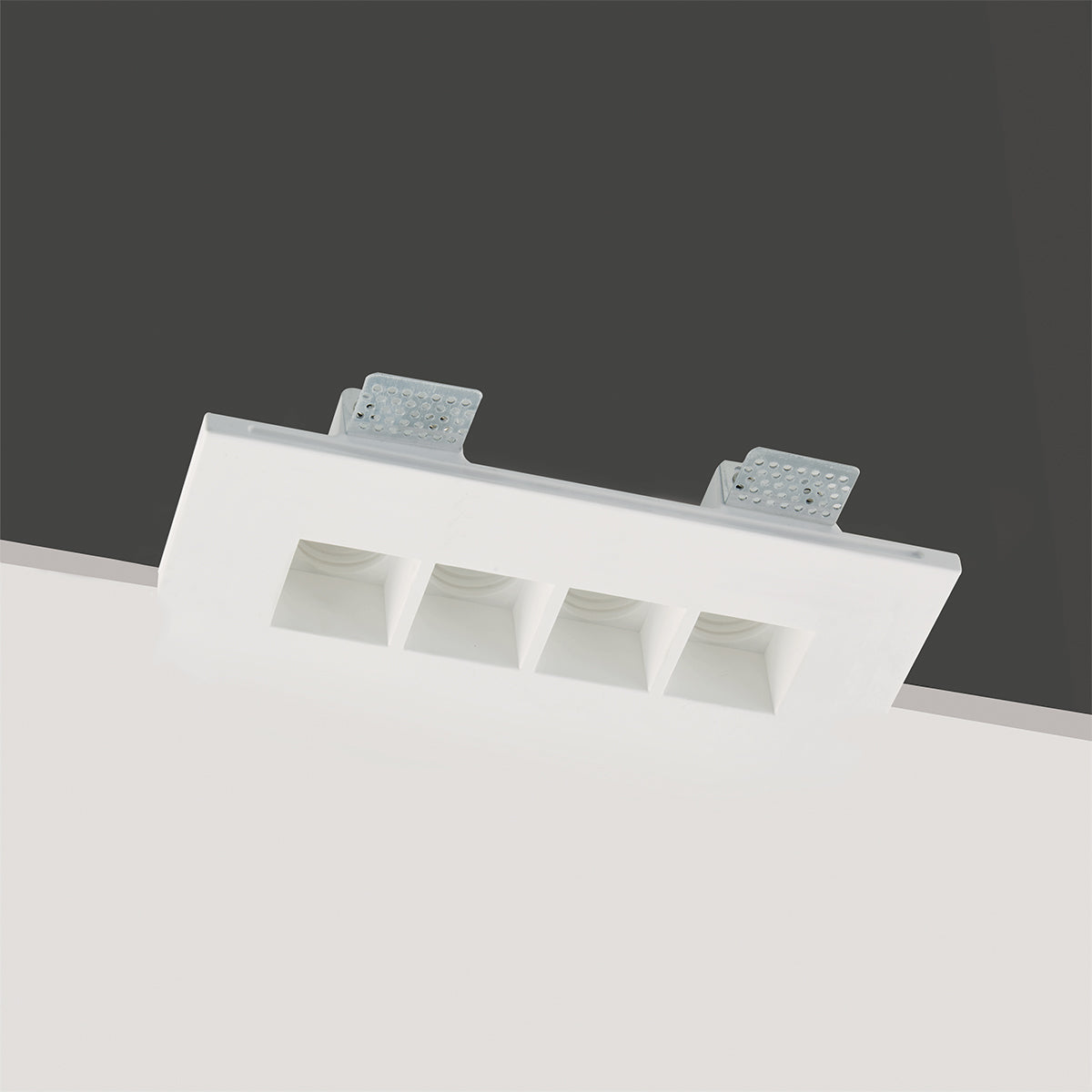 INCASSO HIVE BIANCO 4 LUCI ATTACCO GU10 MINI 27X12X4,5CM IN GESSO VERNICIABILE