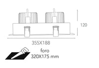 INCASSO LED APOLLO NERO 90W 9000LM 3000K ORIENTABILE 35,5X18,8X7,7CM
