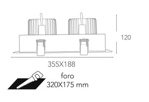 INCASSO LED APOLLO NERO 90W 9000LM 3000K ORIENTABILE 35,5X18,8X7,7CM