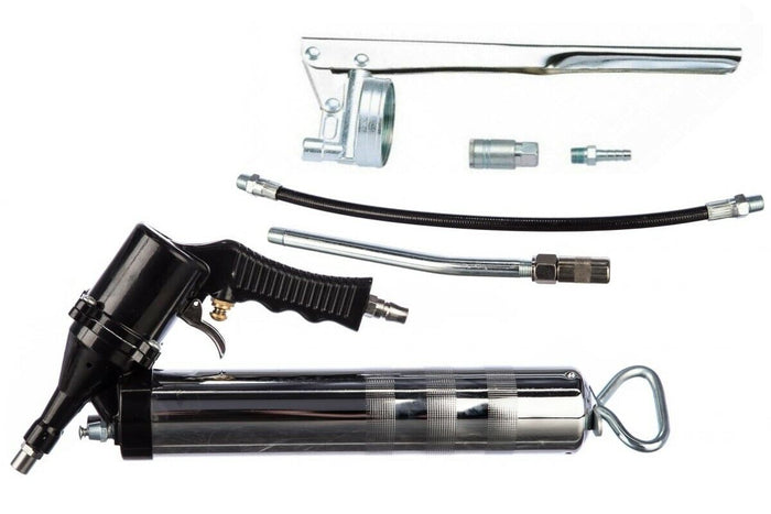 INGRASSATORE PNEUMATICO AD ARIA E MANUALE 400CC PISTOLA POMPA CON TUBI KIT 6 PZ