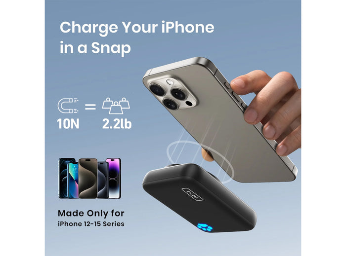 INIU Power Bank Magnetico da 10000 mAh Compatibile con MagSafe Caricabatterie Portatile Wireless veloce PD 20W nero USB-C