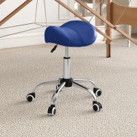 Sgabello a rotelle, sedia da lavoro con altezza regolabile 49-61 cm e sella ergonomica, 52x53x49-61cm, blu