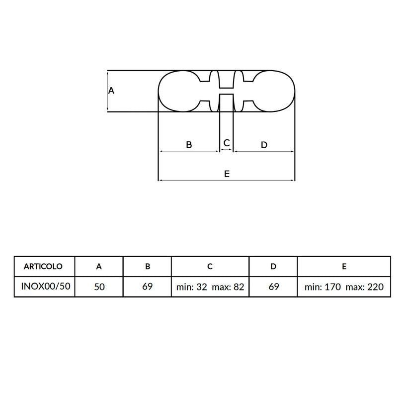 Maniglia su rosetta tonda SAGUATTI  INOX00/50MQ in inox grigio satinato, 2 pezzi