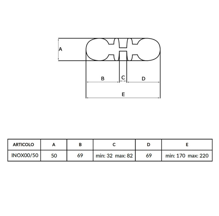 Maniglia su rosetta tonda SAGUATTI  INOX00/50MQ in inox grigio satinato, 2 pezzi