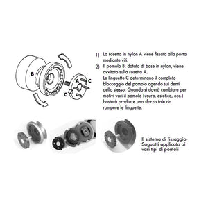 Pomolo fisso per porta SAGUATTI INOX69/70MB in inox grigio satinato