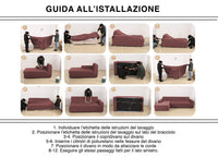 Copridivano Antimacchia Elasticizzato Penisola Componibile Tinta Unita Modello Perfetto - 3 Posti - Grigio Chiaro