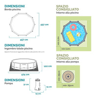 Piscina fuori terra Intex 457x457x122 cm con pompa per filtraggio e scaletta