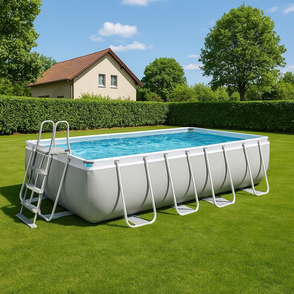Piscina rettangolare 400x200x100 cm fuori terra con pompa e scaletta