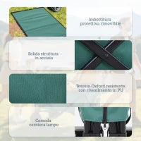 Carrello da Giardino Carico max 70kg con Maniglia Telescopica, in Metallo e Tessuto Oxford, 108x55 cm, Verde