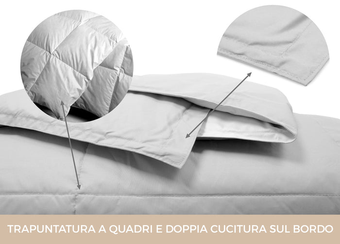 Interno Imbottitura Piumino Invernale 300gr/mq In Piuma D'Oca Bicolor - Singolo - Grigio Ch-Sc