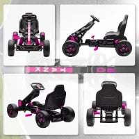 Kart a pedali per bambini, karting per bambini da 3 a 6 anni con frizione automatica, freno, ruote EVA antiscivolo, rosa