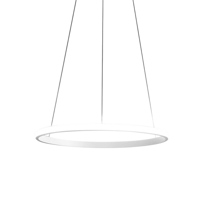Lampada a sospensione Iole S1 led 28W dimmerabile - Lampadario con Anello bianco satinato moderno, luce calda 3000K, IP20