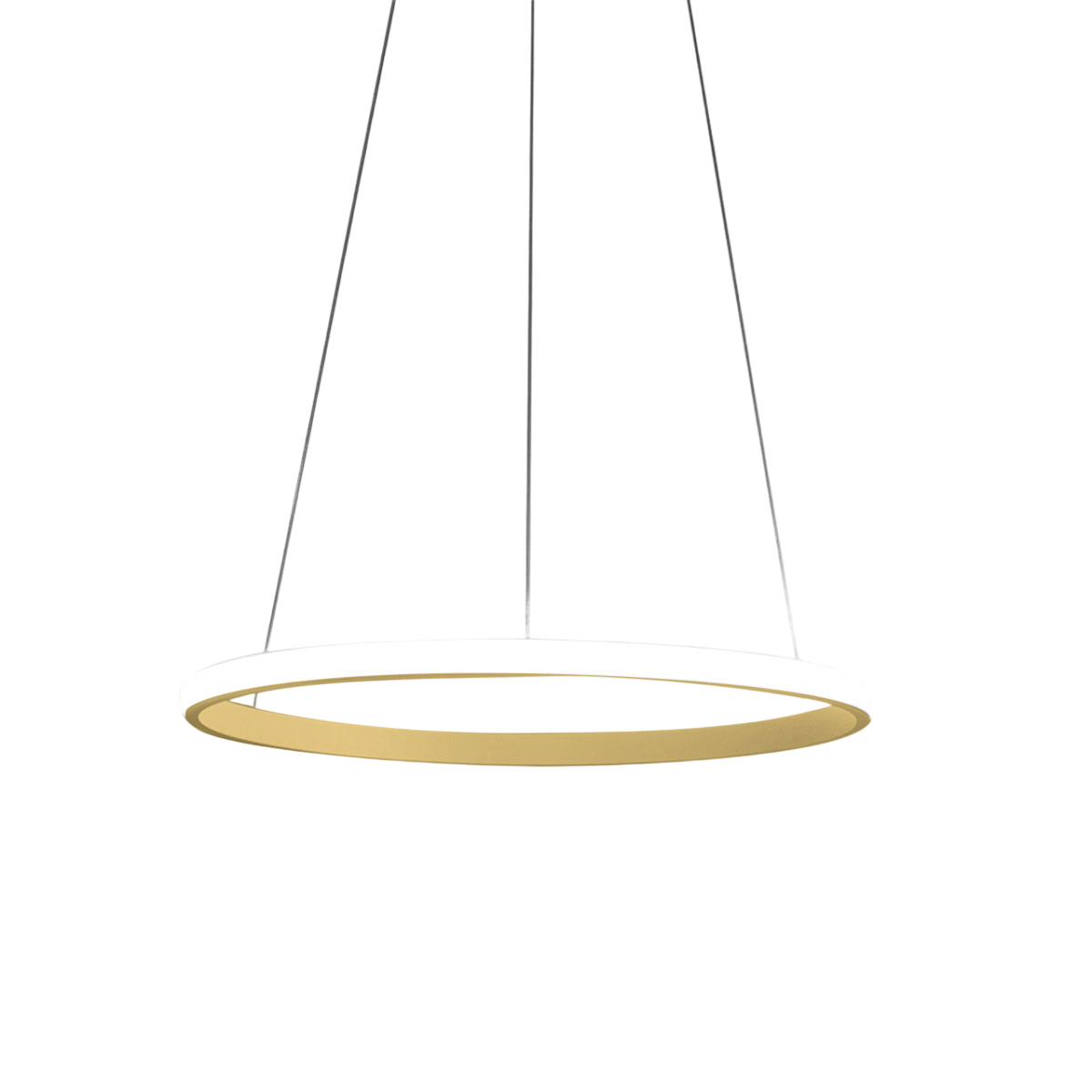 Lampada a sospensione Iole S1 led 28W dimmerabile - Lampadario con Anello oro spazzolato moderno, luce calda 3000K, IP20