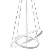 Lampadario led Iole S2 40W dimmerabile - Sospensione moderna bianca a doppio anello, luce calda 3000K, 2000lm, design elegante