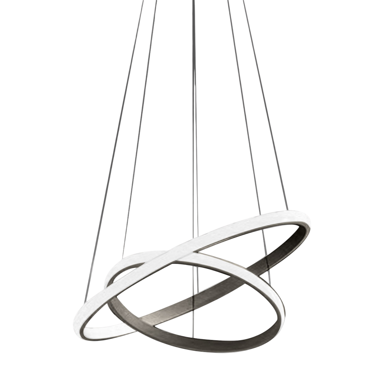 Lampadario led Iole S2 40W dimmerabile - Sospensione moderna titanio a doppio anello, luce calda 3000K, 2000lm, design elegante