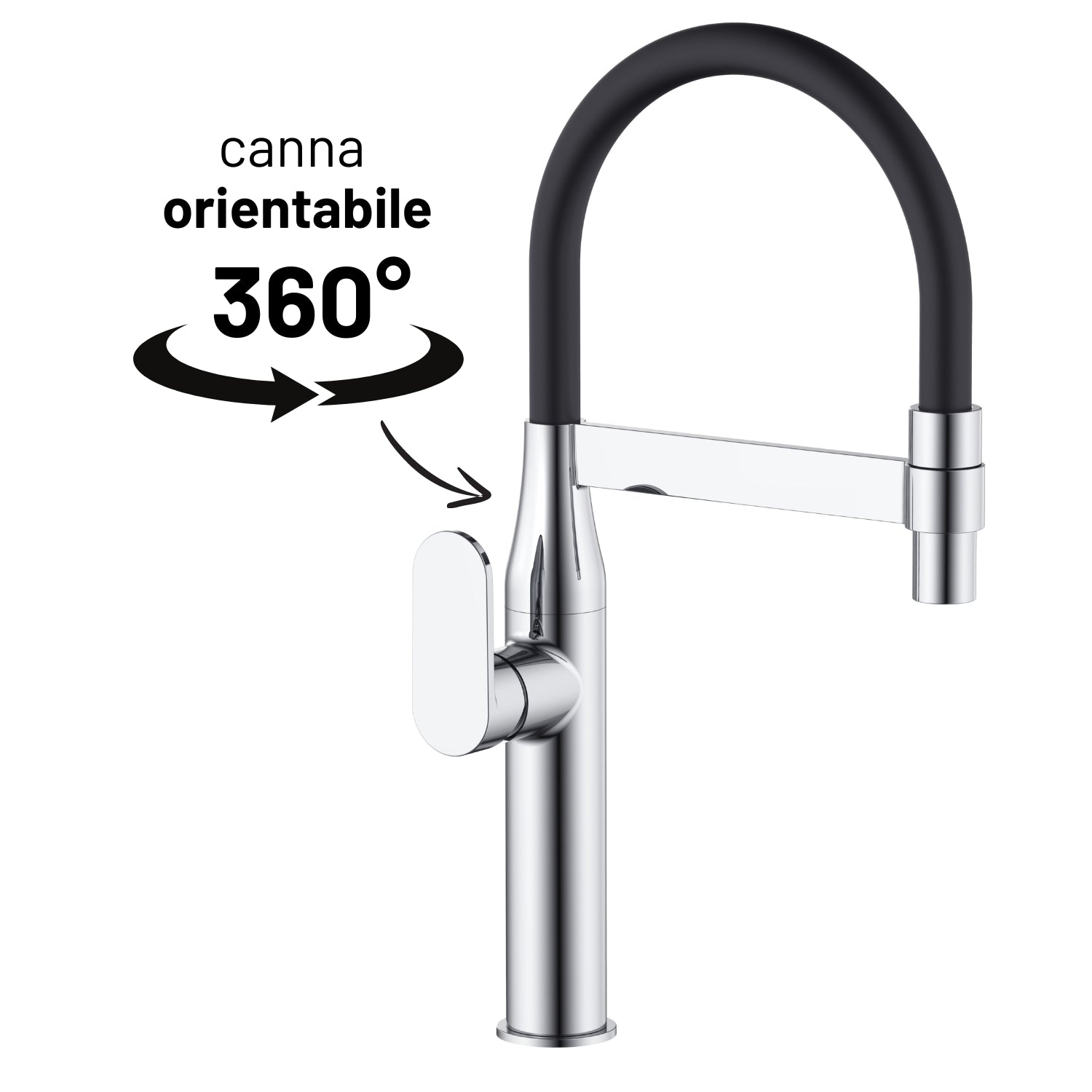 Miscelatore monocomando lavello cucina nairobi ottone cromato canna flessibile *** finitura- cromo lucido, confezione 1