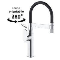 Miscelatore monocomando lavello cucina nairobi ottone cromato canna flessibile *** finitura- cromo lucido, confezione 1