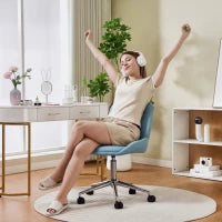 Sedia per Scrivania ad Altezza Regolabile con 5 Rotelle, in Silicone PU, Schiuma e Acciaio, 52x58x80-90 cm, Blu