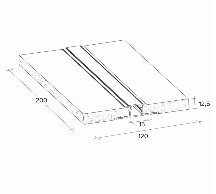 IPSO profilo gesso e alluminio nero con copertura opalina l.200cm