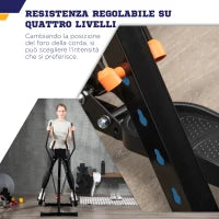 Cyclette Ellittica con 4 Livelli di Resistenza, Monitor LCD e 2 Ruote, in Acciaio e ABS, 90x62x150 cm, Nero