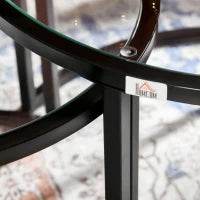 Set 2 Tavolini da Caffè Sovrapponibili in Vetro e Acciaio, Ø70x47.5 cm e Ø54 x 42.5 cm, Nero