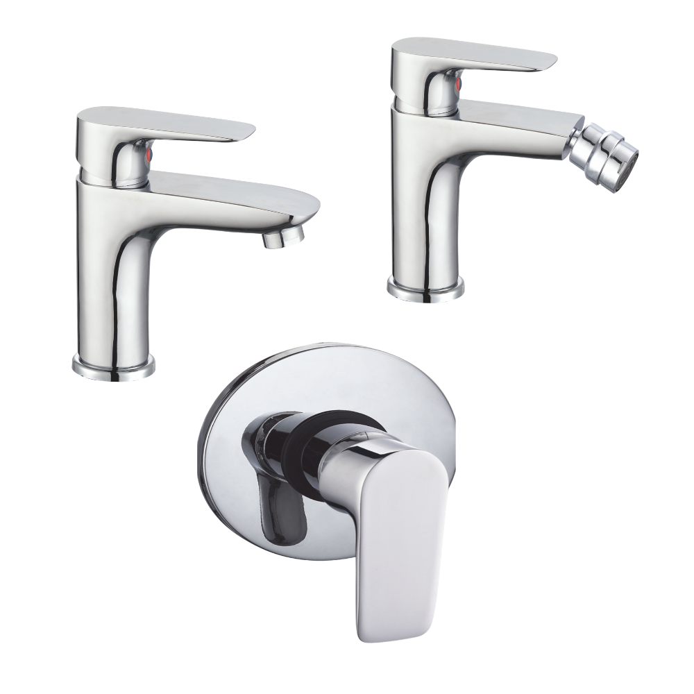 Serie da bagno con miscelatore lavabo bidet e doccia ad incasso