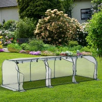 Serra a Tunnel Agricola in PVC con 3 Porte Avvolgibili, Acciaio e PVC Trasparente, 350x100x80cm